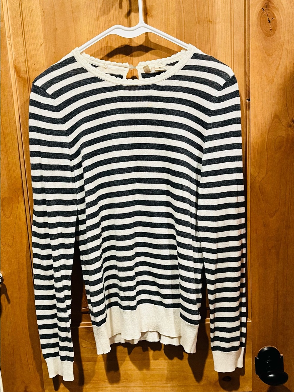 Moth Black & White Striped Long-Sleeve Crewneck